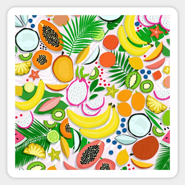 Fresh Fruits and Palms / Colorful Foods and Leaves Sticker by matise